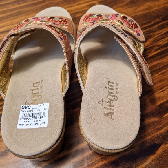 Alegria Floral Embroidered Sandals - Tan and Multicolor - Picture 3 of 7